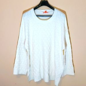 Joe Fresh| NWT Off-White Textured Patterned Crew Neck Sweater With Side Slit